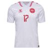 Landslagströja Danmark Fotbollströja Bortaställ EM 2024 vit Kortärmad Victor Kristiansen 17-1